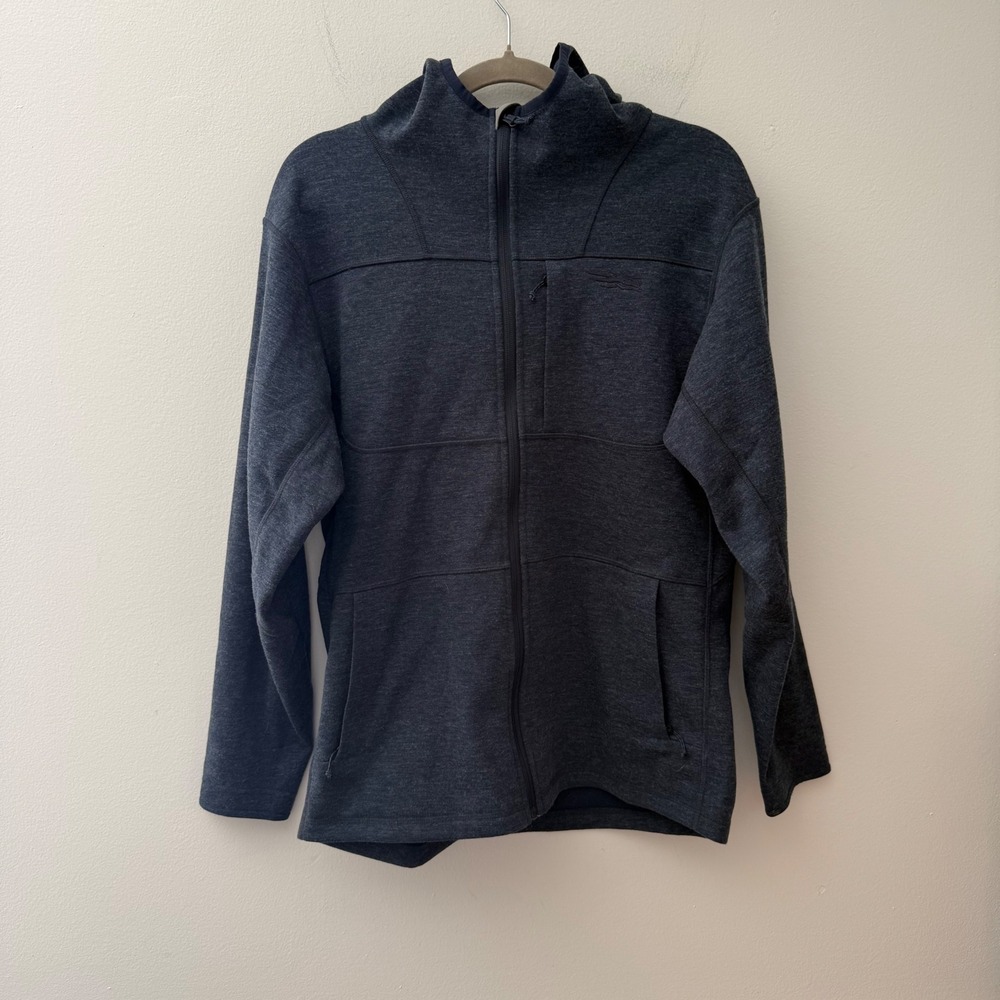 Sitka Gear Mens Charcoal Grey Wool Blend Full Zip Fleece Hoodie Jacket Size M